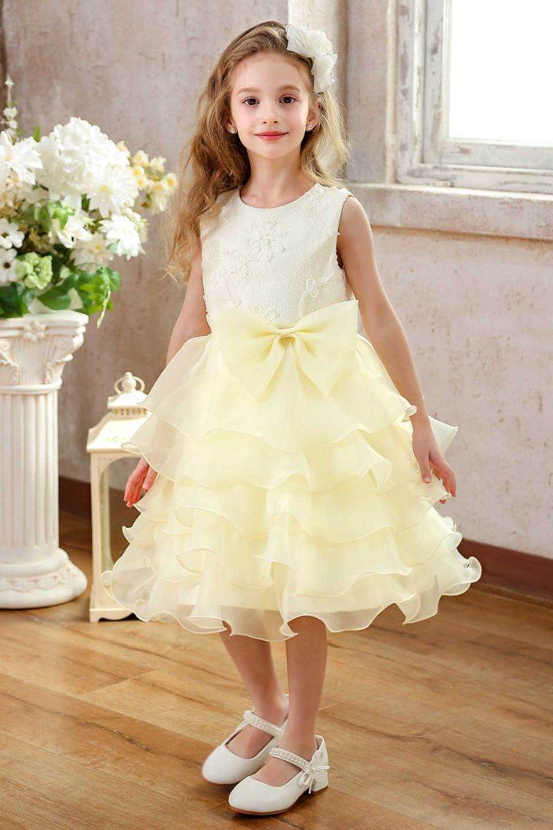 Ball Gown Midi Organza Flower Girl Dress CF0359 - COCOMELODY
